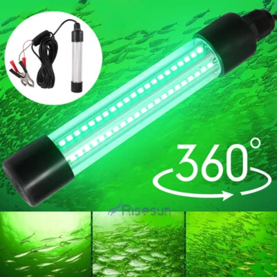900000000LM 12V Green LED Underwater Fishing Light Night 360° Fish Attract Lamp - Image 1 of 4