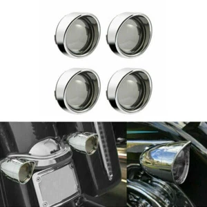 4x Turn Signal Light Lens Cover Smoke Bezels Visor Fit For Harley Softail Dyna - Picture 1 of 13