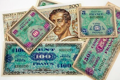 Lot of 6 France Notes Miscellaneous VF to XF Condition 1944 - 1985 - Image 1 of 4