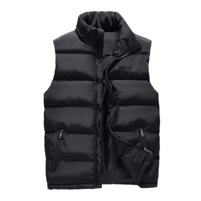 Men Top Quilted Bubble Puffer Waistcoat Vest Tank Padded Jacket Gilet Coat Black - Image 1 of 4