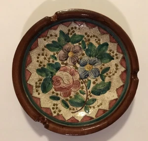 Ceramic Floral Ashtray Made In Italy 7.75 In. Diameter - Picture 1 of 2