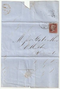 1854 MAR 17 BRISTOL LÖFFEL AM 31/2 RAND 1d IMPERF TEXTILIEN ORDEN FOX WELLINGTON - Bild 1 von 3