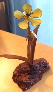 Metal FLORAL FLOWER sculpture HANDCRAFTED BY BOVANO CHESHIRE CONNECTICUT Conn - Picture 1 of 12