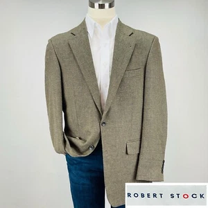 Robert Stock Silk Wool Sport Coat Mens 42L Brown Blazer Suit Jacket - Picture 1 of 13