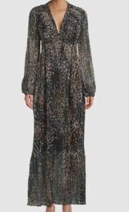 Guess Women's Gray Abstract Print Open-Back Cut-Out V-Neck Maxi Dress Size 16 - Picture 1 of 2