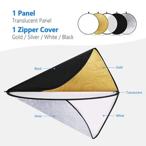Neewer 5 in 1 Multi-Disc Collapsible Light Reflector 110 cm for Studio - Picture 1 of 6