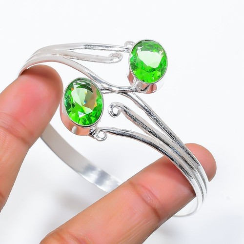 VALENTINO Bracciale regolabile gioiello argento sterling 925 pietra preziosa tsavorite verde