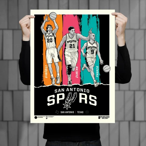 Phenom Gallery San Antonio Spurs Big 3 Mixtape Limited Edition 18"x24" Serigraph Cover