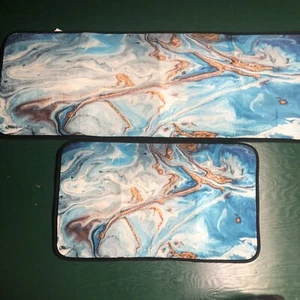Turquoise Kitchen Rugs Cushioned Anti Fatigue Mats for Kitchen Floor 2pc - Picture 1 of 7