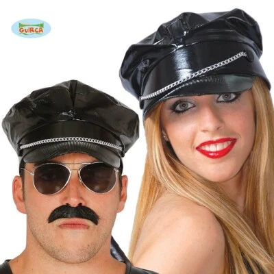 Adulto Unisex Vestido Elegante Años 80 Imitación Cuero Motociclista Sombrero Negro Años 80 Gorra Nuevo fg Foto 1 de 4