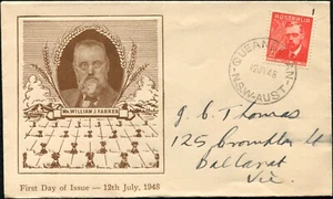 1948 Australia William J Farrer 2 1/2d Red Addressed Early Haslem FDC, VGC - Imagen 1 de 1