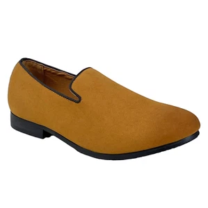 MoreDays Men's 7.5 Velvet Suede Slip-on Loafers Brown Dress Shoes - Picture 1 of 13