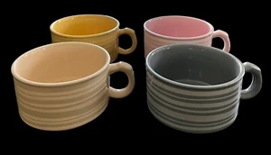 Set Of 4 Temptations By Tara Multicolored Stripe Set Soup Coffee Mugs 22oz. - Picture 1 of 9
