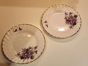 Crown Victorian Fine Bone China Staffordshire 2 Dessert Plates - Picture 1 of 8
