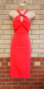 NEXT PINK TAILORED CROSS V NECK SLEEVELESS BODYCON COCKTAIL PARTY DRESS 10 S - Picture 1 of 7