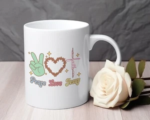 Peace love faith Jesus Novelty mug 11 oz - Picture 1 of 2