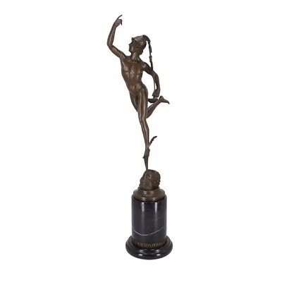 Statua in bronzo con base in marmo nero arredo regalo MERCURIO di Giambologna - Immagine 1 di 4