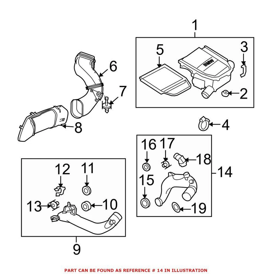 Manguera de admisión de aire del motor trasero original OEM para BMW 535i 535i xDrive 535xi 2008-2010 Foto 1 de 1