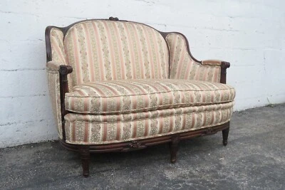 Early 1900s Carved Large Deep Settee Loveseat 5258 - Image 1 of 4