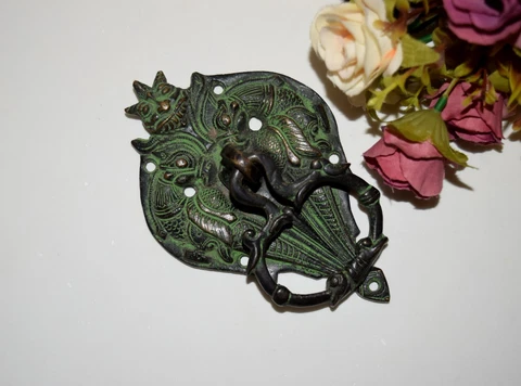Brass Yali Head Door Knocker 6'' Inches Parrot Design Door Bell House Gift HK351 Cover