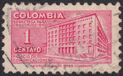 Colombia SC# RA41 1949 - Edificio de correos y telégrafos - Sello fiscal postal - Usado Foto 1 de 2