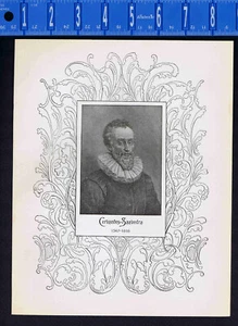 Miguel de Cervantes Saavedra, Spanish Writer, Don Quixote- 1895 Portrait Print - Picture 1 of 1