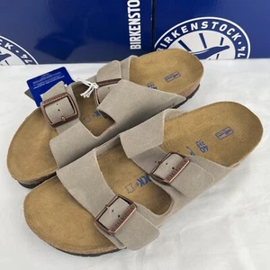 Birkenstock Arizona Sandals Soft Footbed Suede Leather Sandals - Taupe 0951301 - Picture 1 of 6