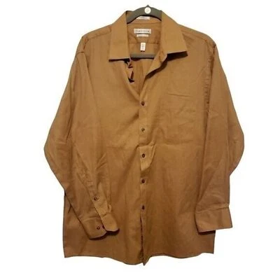 Vestido Van Heusen Para Hombres Talla 16.5 Tostado Sólido Manga Larga Calce Regular Abotonado Shi Foto 1 de 4