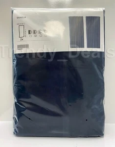 IKEA Sanela Velvet Curtains 2 Panels (1 pair) 100% Cotton Dark Blue 55" x 98" - Picture 1 of 4