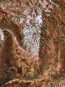 Antique Vintage Velvet Brocade Fabric Dusty Pink 52 Inch Wide