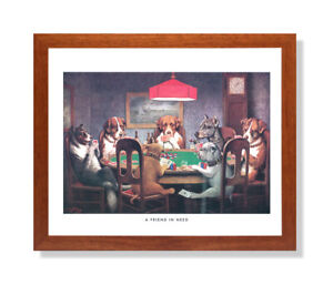 Dogs Playing Poker At Table #1 A Friend In Need Coolidge Picture Framed 16x20"