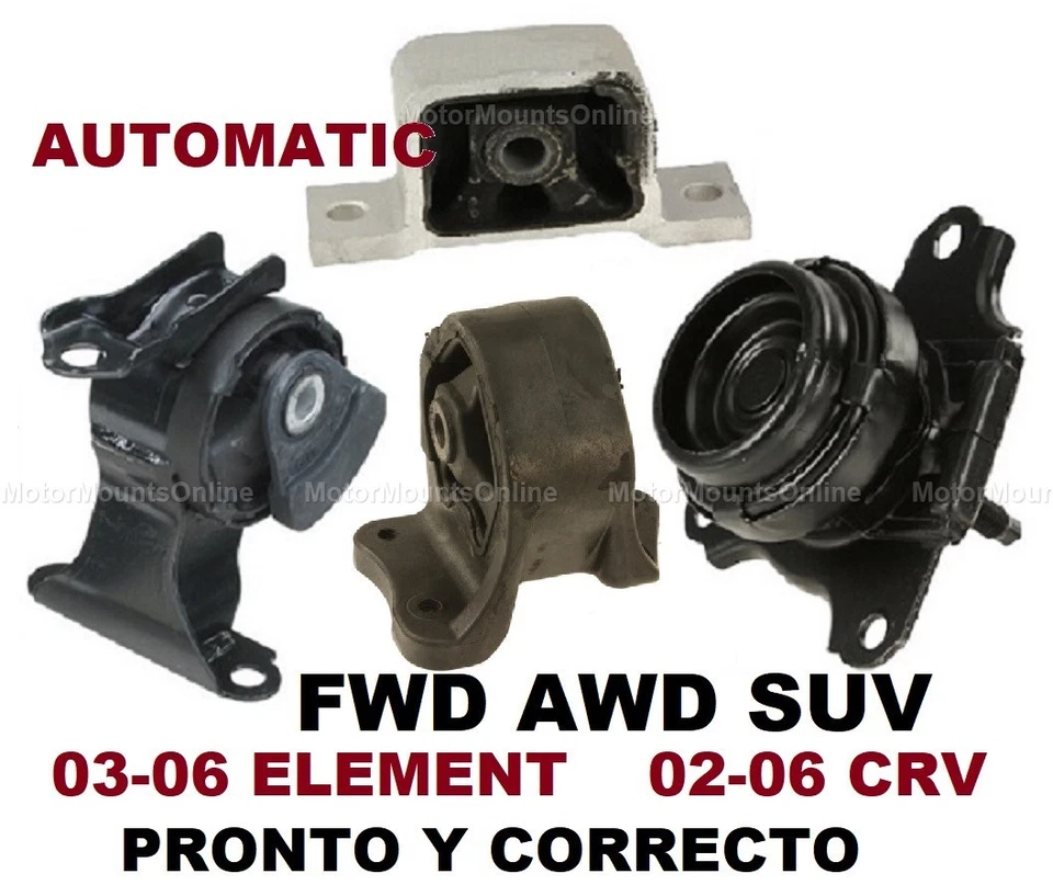 9R1503 4 piezas soportes de motor aptos para tracción delantera AWD 2003-06 automático Honda Element CRV 02-2006  Foto 1 de 1