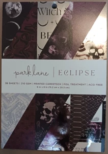 Almohadilla de papel de libro de recortes de Halloween de 6x8" 36 doble lado eclipse luna estrellas hechizo bruja - Imagen 1 de 19