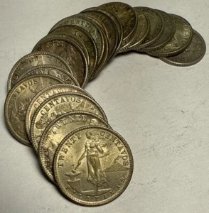 One- 1940’s Philippines 20 Centavos Silver Coin (1) Coin Selected At Random - Picture 1 of 2