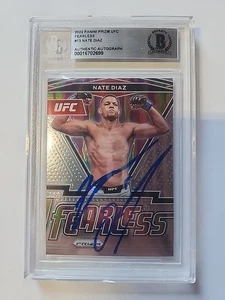 Nate Diaz 2022 Panini Prizm Fearless Signed Autographed Card Slabbed Beckett BAS - Picture 1 of 2