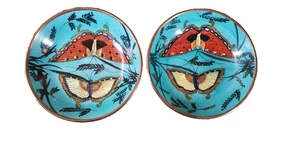 Two Mid 20th Century Chinese Decorative Butterfly dishes with metal supports - Picture 1 of 11
