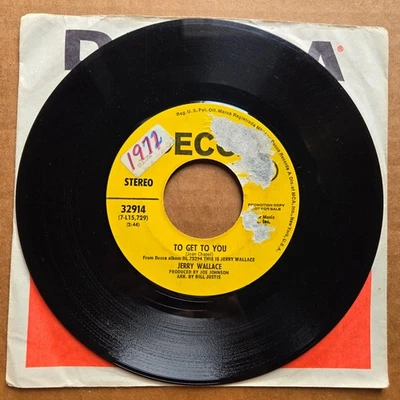 JERRY WALLACE To Get To You/Time 45 7" Record Vinyl Records - Image 1 of 2