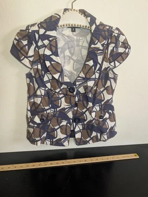 MOSSINO WOMANS BLUE, BROWN, BEIGE 3 BUTTON COLLARED BLAZER SZ XL - Image 1 of 4