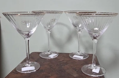 Set of 4 Elegant Gold Rim Martini Cocktail Glasses New - Image 1 of 3