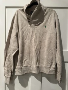 Polo Ralph Lauren Sweater Mens XL Beige Cream Shawl Collar Preppy Logo Casual - Picture 1 of 5