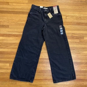 Levis 94 Baggy Wide Leg Jeans Damen 27x31 Black Wash Mid Rise Loose Fit Denim - Bild 1 von 20