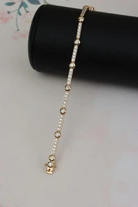 Elegante Pulsera Oro Rosa con Piedras Brillantes, XPBL0631 - Imagen 1 de 10