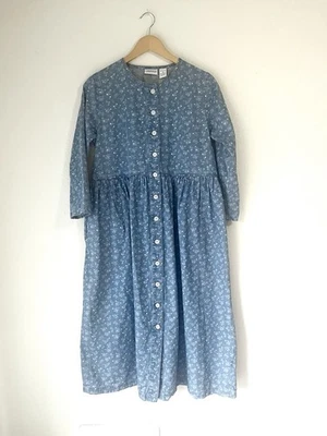 The Vermont Country Store Dress XS Denim Floral Country Prairie Cottagecore - Image 1 of 4