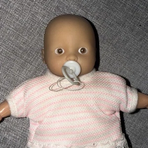 Vtg Mini 6.5” Baby Doll With Pacifier Cloth And Vinyl - Picture 1 of 7