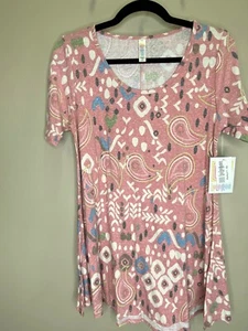 LuLaRoe XS perfektes T-Shirt #2418 - weiches Paisley auf rosa meliert - Extra Small - Bild 1 von 3