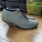 Vintage Free People Gray Suede Leather Women?S Lace Up Booties Sz 10