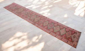 2x10 Runner Hand Made Turkish Rug Muted Color Hallway Rug Actual 1.10 x 10 ft - Picture 1 of 11