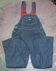 Vintage Osh Kosh Denim Overalls Size 35x30 Union Made Sanforized Quilted - Picture 1 of 12