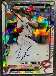 Bowman Chrome 2021 Ivan Johnson Cincinnati Reds Atomic Autograph /100 - Picture 1 of 2