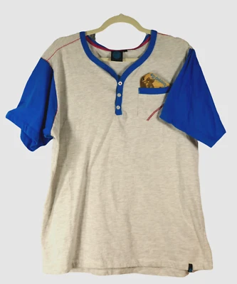 NUEVA BURNSIDE Camisa Henley Para Hombres Top Gris Azul Talla 2XL Manga Corta Bolsillo Nueva con Etiquetas Foto 1 de 4